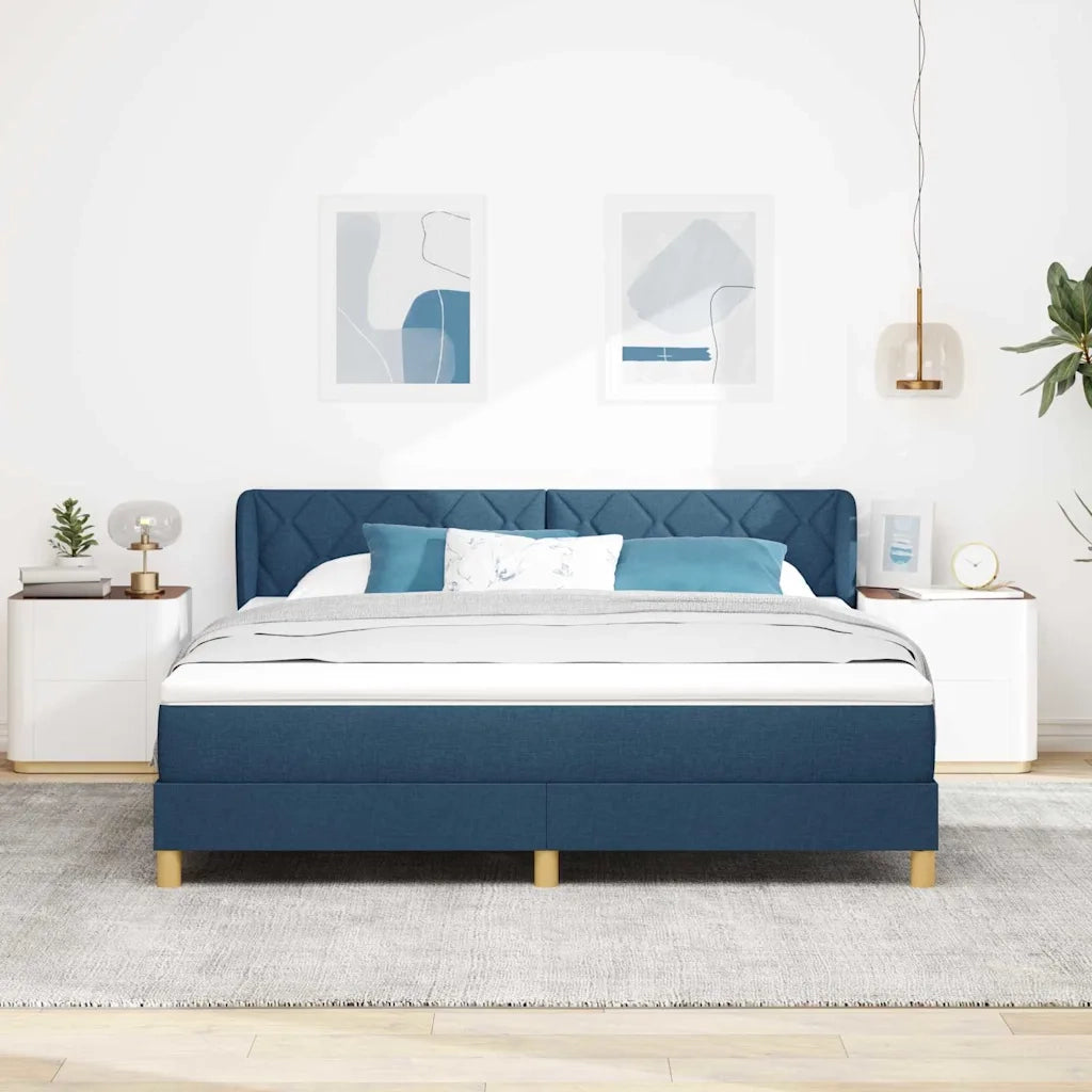 Letto a molle con testiera Blu 180 x 200 cm Tessuto 3340296