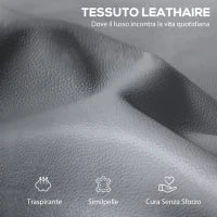 Poltrona Relax Reclinabile Manualmente con Poggiapiedi in Tessuto Effetto Pelle e Base Girevole, Grigio