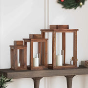 Lanterna 3 pcs Naturale Legno di Mogano