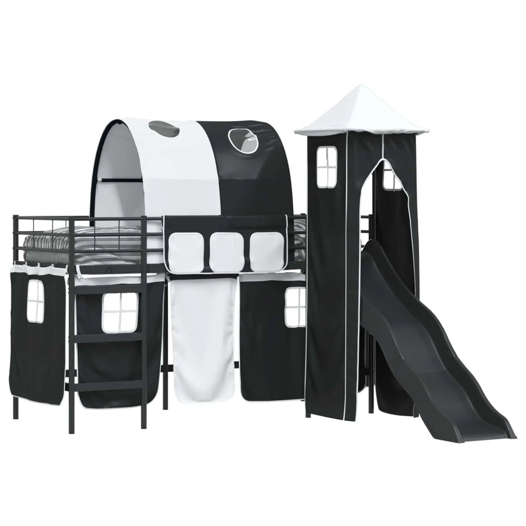 Struttura del letto loft per Bambini | Letto Infantile | Lettino Nero 90 x 190 cm Metallo