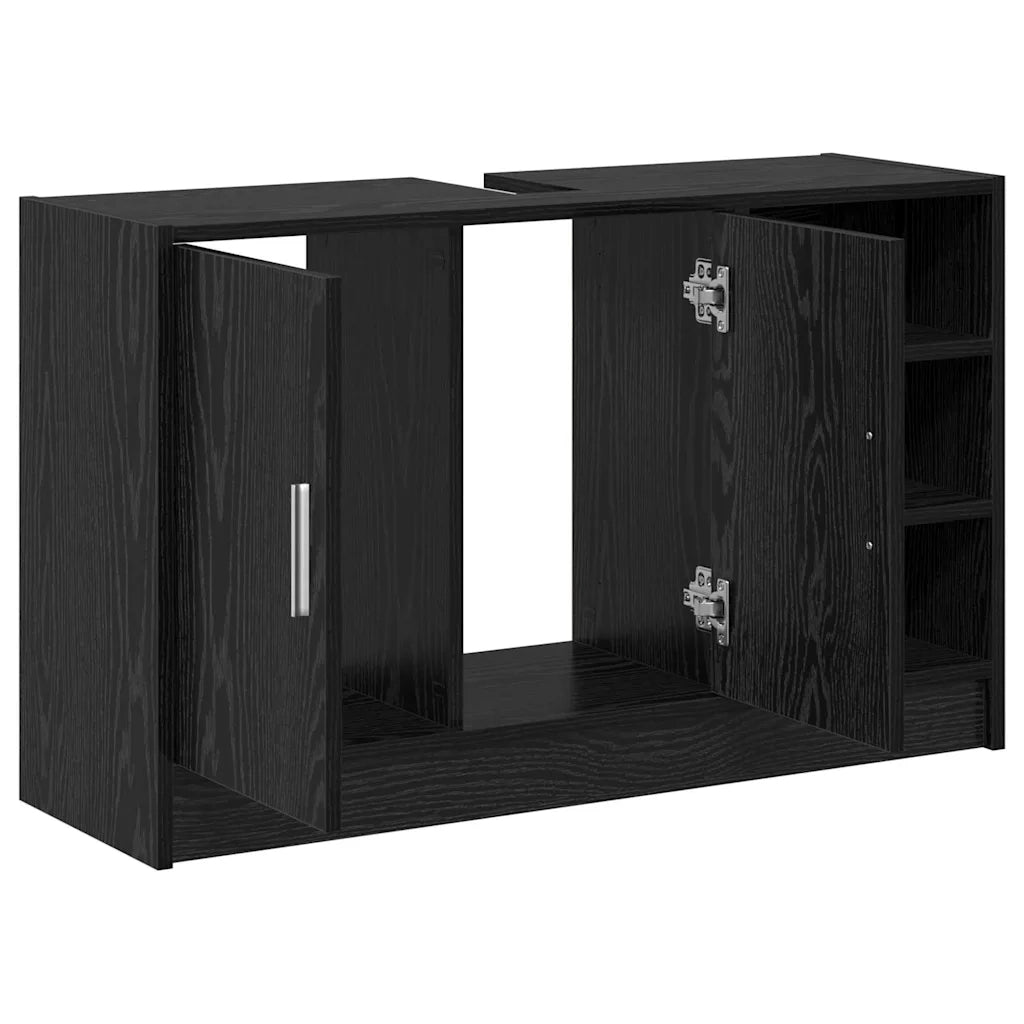 Mobile da Bagno | Armadio da bagno Rovere Nero 90 x 29 x 55 cm Legno multistrato
