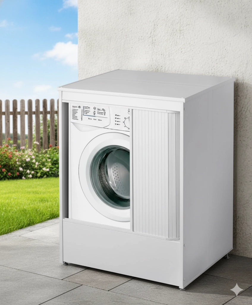 Coprilavatrice da Esterno in PVC 70x94x60 cm con Serranda Forlani Esterni Roc Bianco