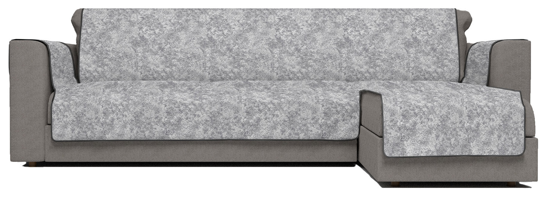 Copridivano con Penisola Destra Seduta 240 cm in Poliestere e Cotone Grigio Scuro