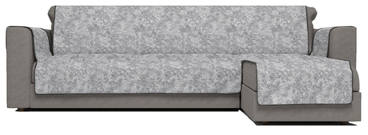 Copridivano con Penisola Destra Seduta 190 cm in Poliestere e Cotone Grigio Scuro