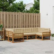Set di divani da esterno con cuscino 7 pcs Naturale e Beige 3382391