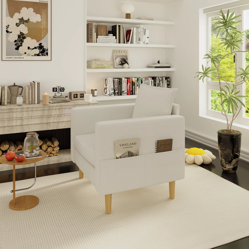 POLTRONA da lettura 71x68x82 cm in chenille beige