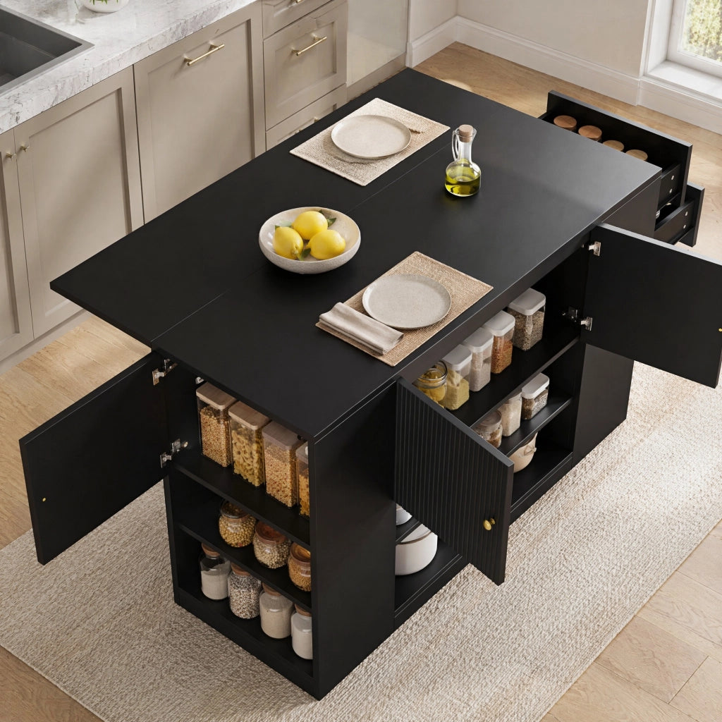 ISOLA CUCINA Pieghevole 140x40x90 cm MDF Nero