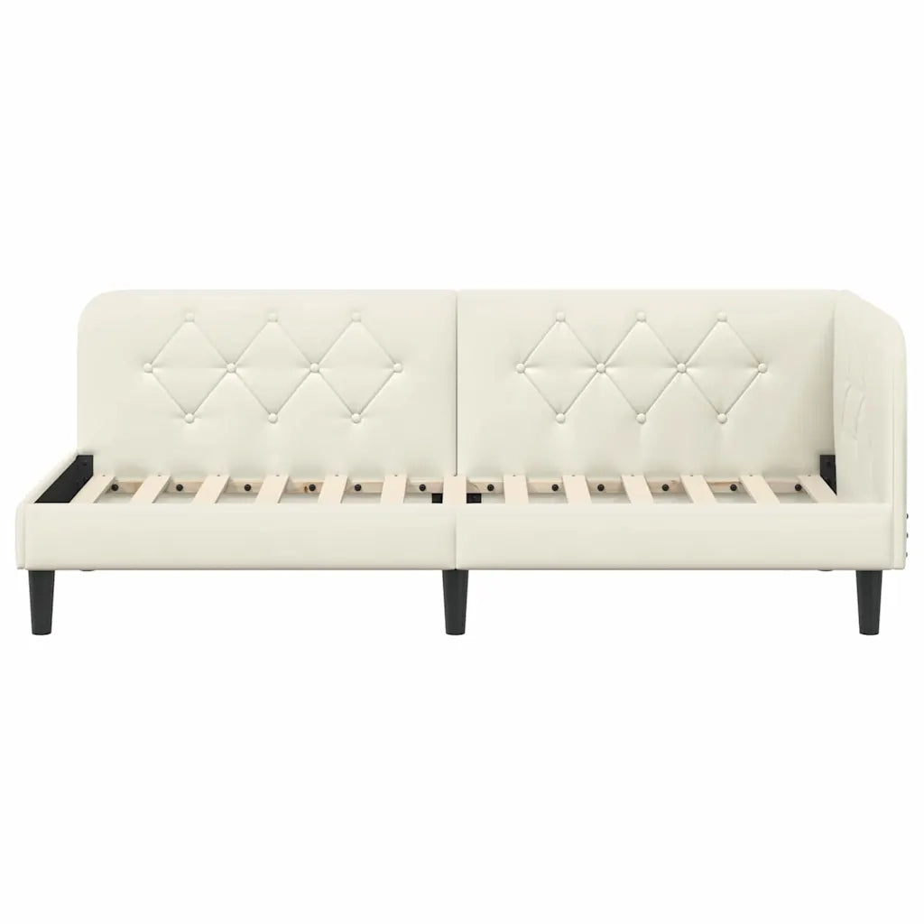 Cornice del letto ad angolo Crema 80 x 200 cm Velluto