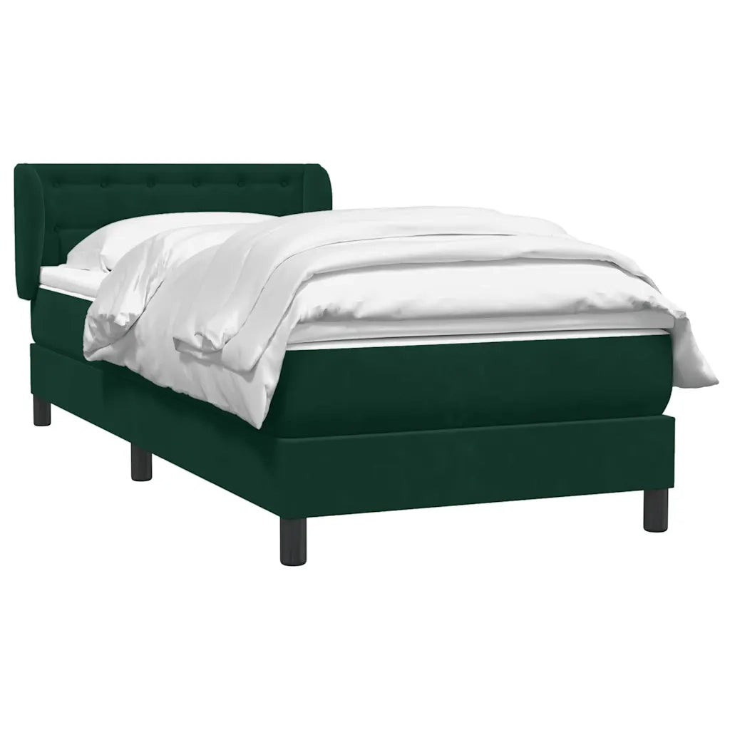 Giroletto a Molle con Materasso Verde Scuro 80x220 cm Velluto 3317886