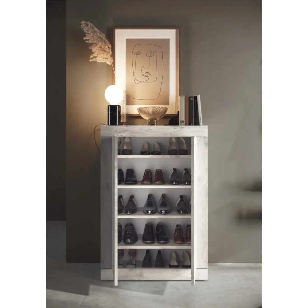 Mobile per scarpe, collezione ISORA, colore quercia bianca