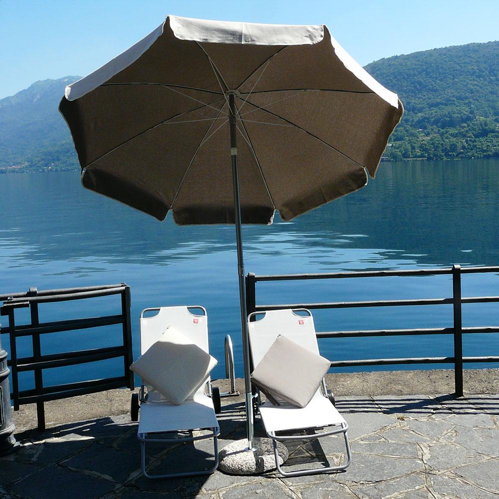 Ombrellone da Giardino Ø2 m Palo Ø33 mm in Acciaio Maffei Venezia Duplex Ecru/Tortora