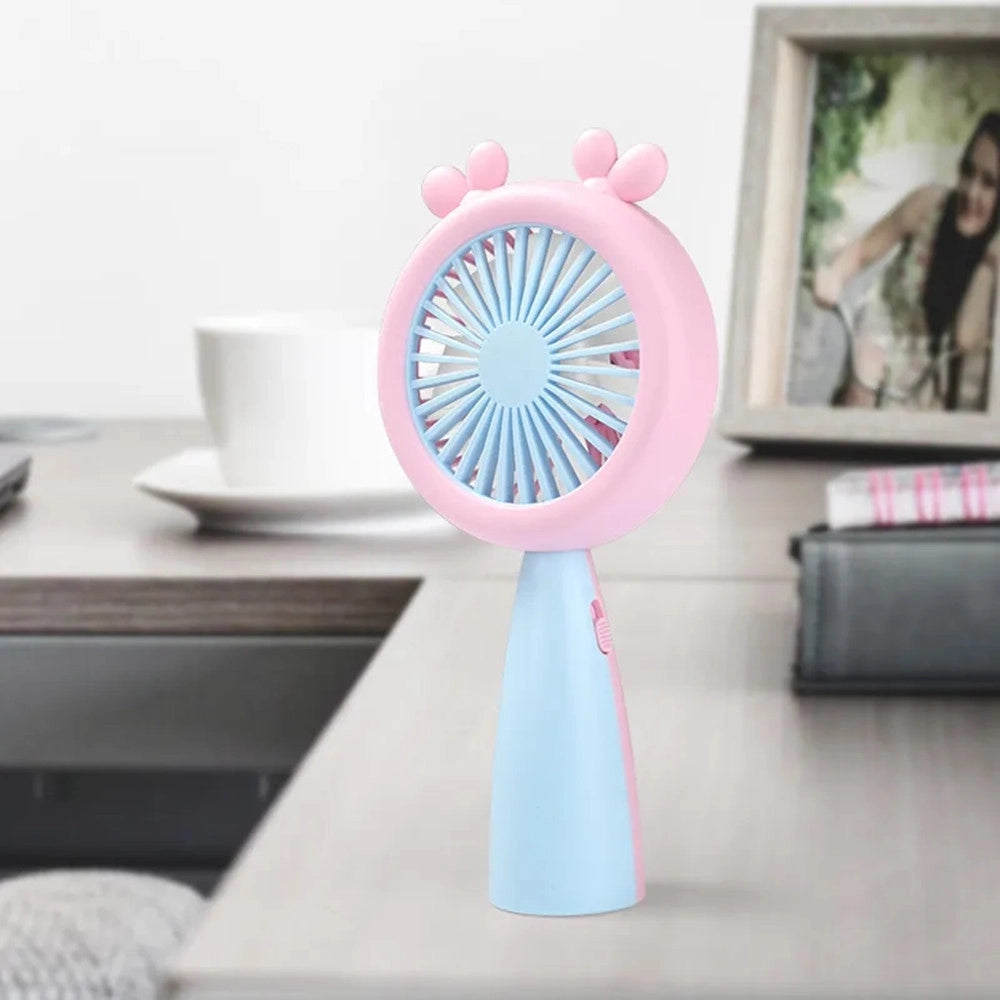 Trade Shop - Mini Ventilatore Con Luce A Led Hq66-17 Portatile Batteria Ricaricabile Usb 2 Velocità -