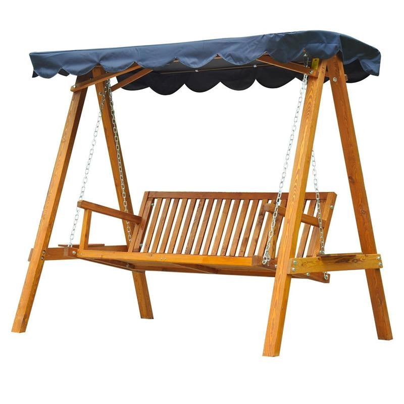DONDOLO DA GIARDINO 3 POSTI CON BALDACCHINO IN LEGNO 200 X 130 X 185 CM