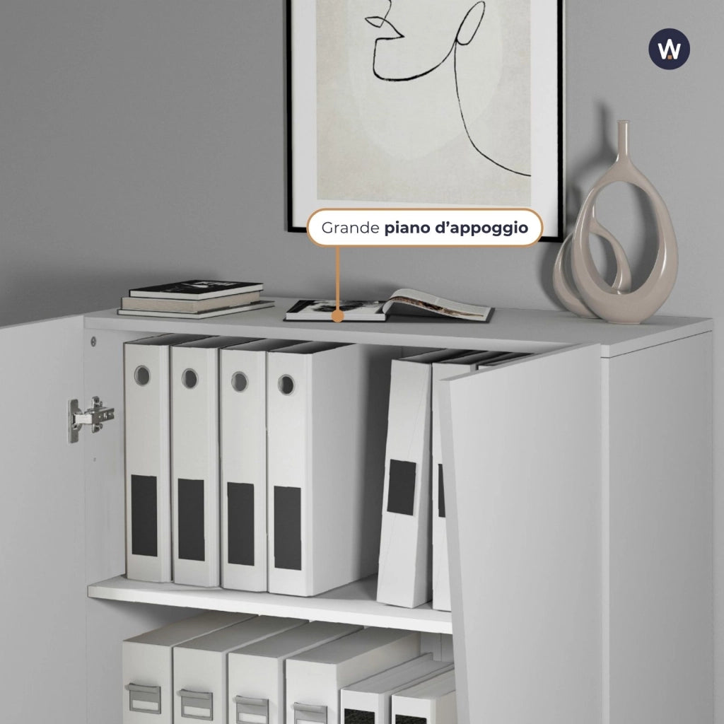 WHOUS Armadio multiuso Easy a 2 ante bianco opaco 79,20x38x86 cm