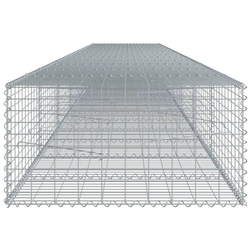 Gabbione recinto a gabbia muro di contenimento con coperchio 700 x 100 x 50 cm ferro zincato argento 02_0040192