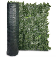Recinzione, separè in pvc con foglie di lauro e rete oscurante verde 300x100cm Fredi