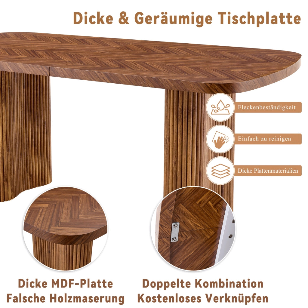 Tavolo da pranzo in MDF con supporto a colonna ad arco, stile moderno, per sala da pranzo e soggiorno, 180 × 90 cm