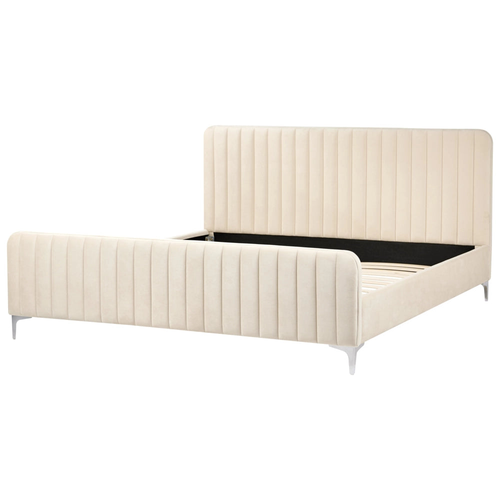 Letto in velluto grigio 180 x 200 cm trapuntato testiera gambe in metallo design moderno