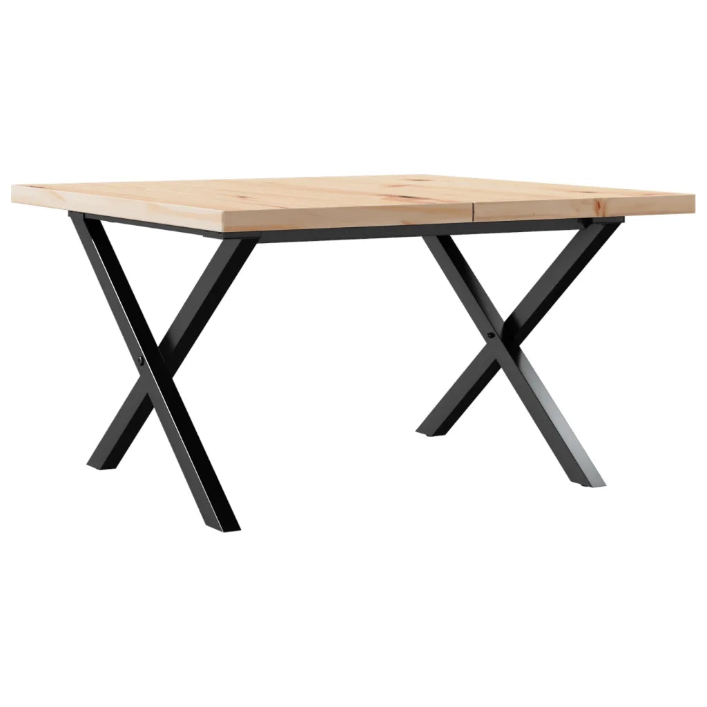 Tavolino Salotto Telaio a X 60x60x40,5 cm Legno Pino e Acciaio