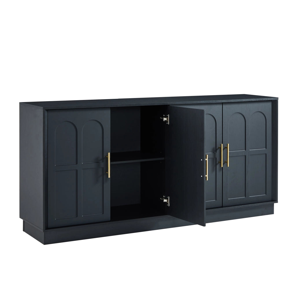 Mobile Credenza con Vetrina ¨C Xylo ¨C Nero, 169x40x80 cm