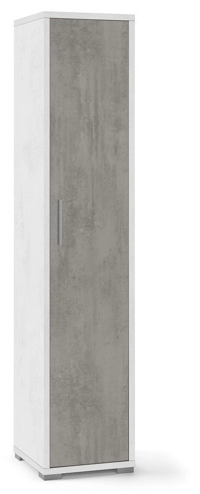 MOBILE COLONNA 1 ANTA H182 L38 P41 cm STRUTTURA BIANCO FRONTALE CEMENTO SARMOG Db364k