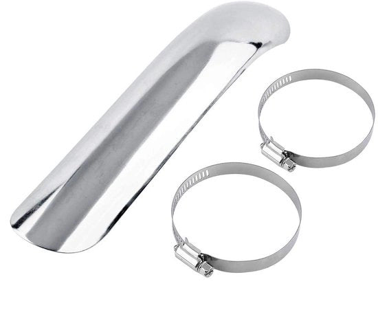 Uscita per motocicletta, protezione per uscita, silenziatore, isolamento termico, per uscita, curvo in acciaio default argento. Scudi termici/paraurti
