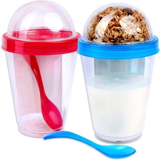Bicchieri per yogurt da asporto 2 pezzi - 4 diverse colorazioni - inclusa cucchiaio - set di bicchieri per yogurt - bicchiere per muesli