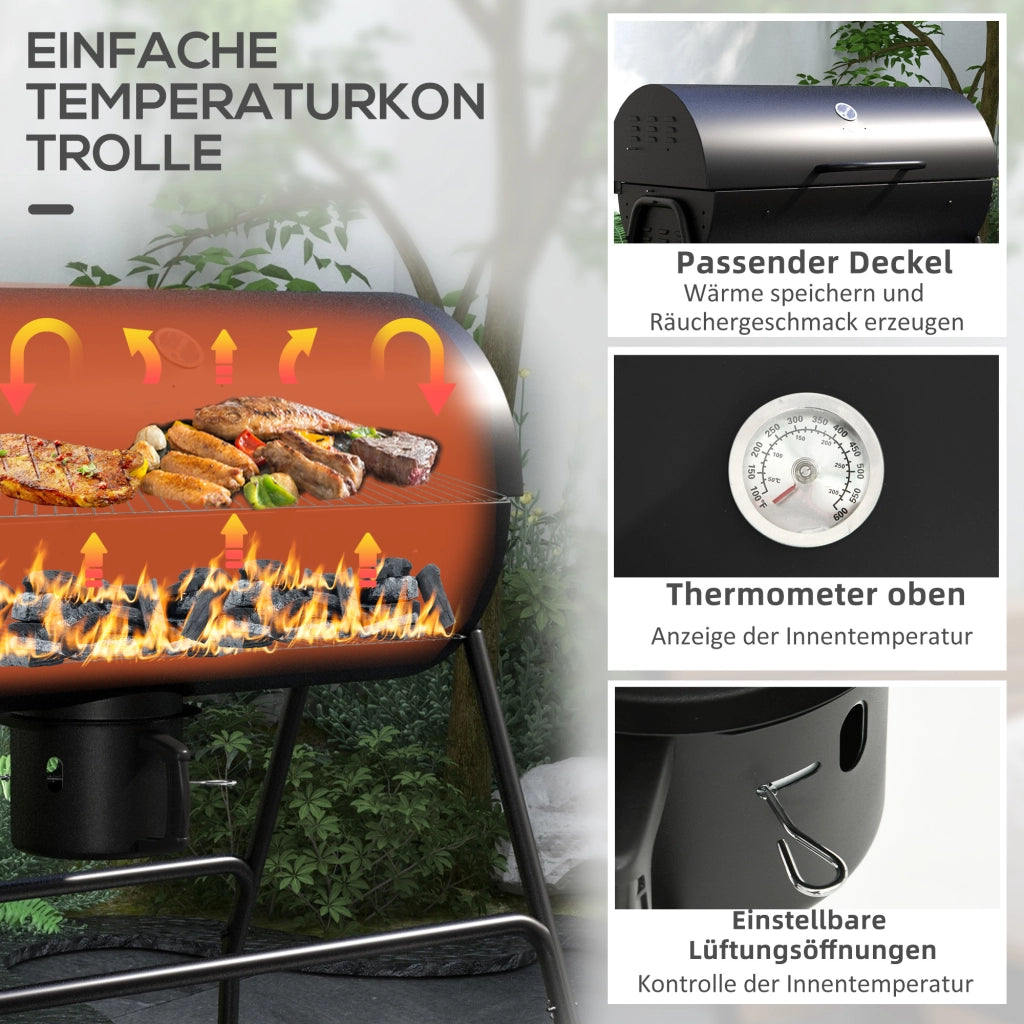 BARBECUE A CARBONELLA CON COPERCHIO 95x71,5x102 cm METALLO NERO
