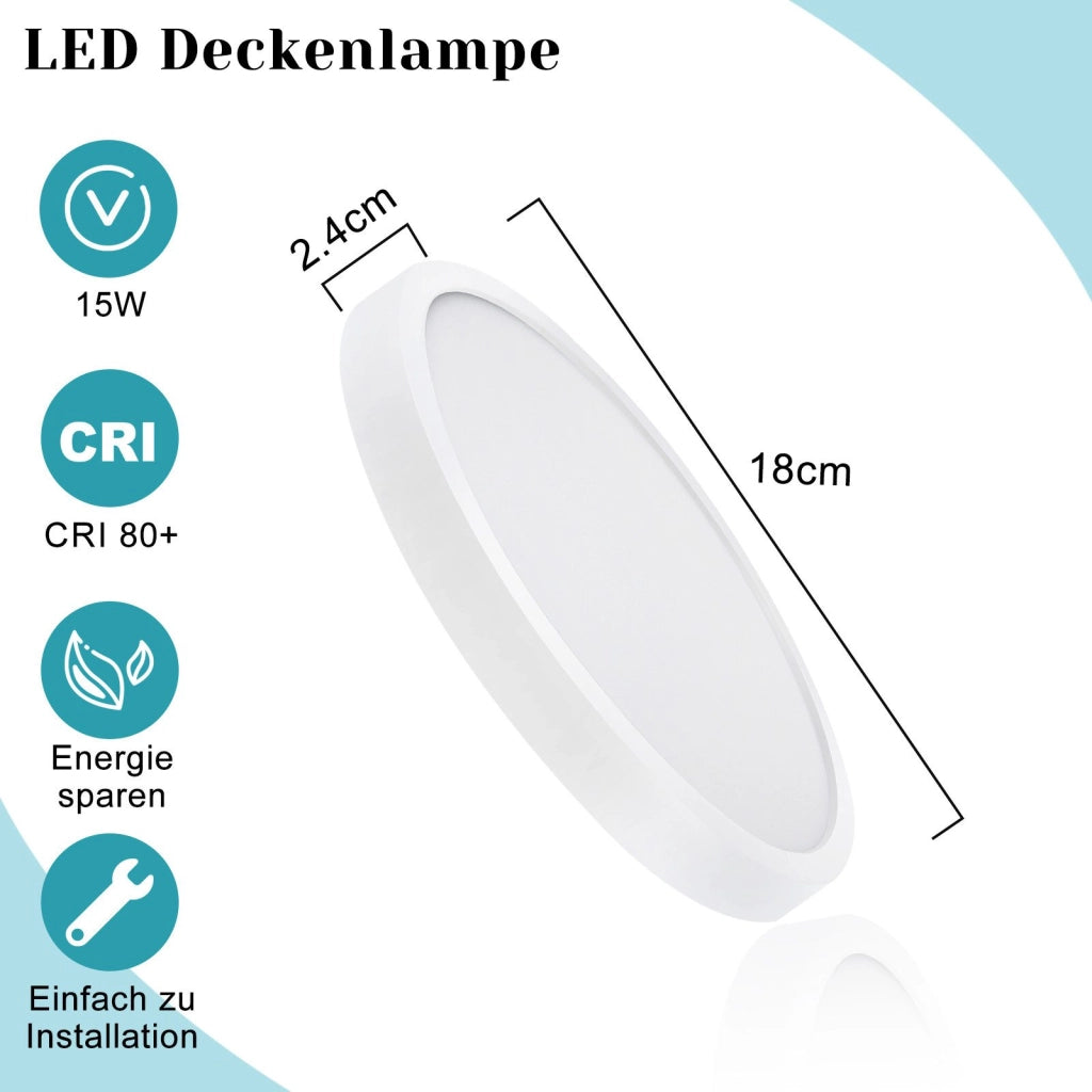 ZMH Lampada da soffitto LED piano 18cm 15W bianco 4000K moderna per cucina corridoio camera letto