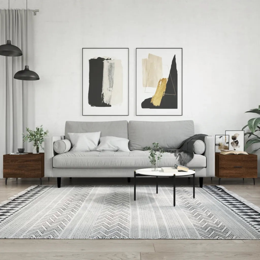 2 pz Tavolini salotto | Tavolino da caff¨¨ | Tavolino da Soggiorno Rovere Marrone 50x50x40 Legno Multistrato