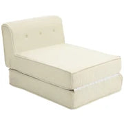 Poltrona Letto Pieghevole con Schienale Imbottito, 73x100x60cm, Bianco Crema