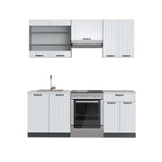 Cucina componibile Fame-Line Bianco rustico/Antracite 200 cm, PL Marmo Vicco
