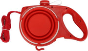 Cintura per cani - Con 200 ml borraccia per cani e ciotola per cibo per cani - Corda in nylon doppia resistenza - 101 cm - Accessori per animali domestici - Cintura 5 in 1 - Cintura multifunzionale per cani - Maniglia antiscivolo comoda (rosso)