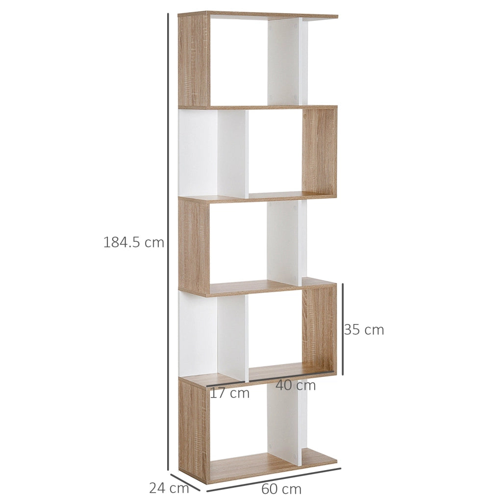 Libreria da Muro Moderna 5 Ripiani in Legno Bianco 60x24x1184.5 cm