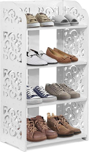 Rack per scarpe - 4 pannelli - Supporto verticale - Rack angolare - Impermeabile - Camera e bagno - Bianco antico - Decorativo - 40 x 23 cm