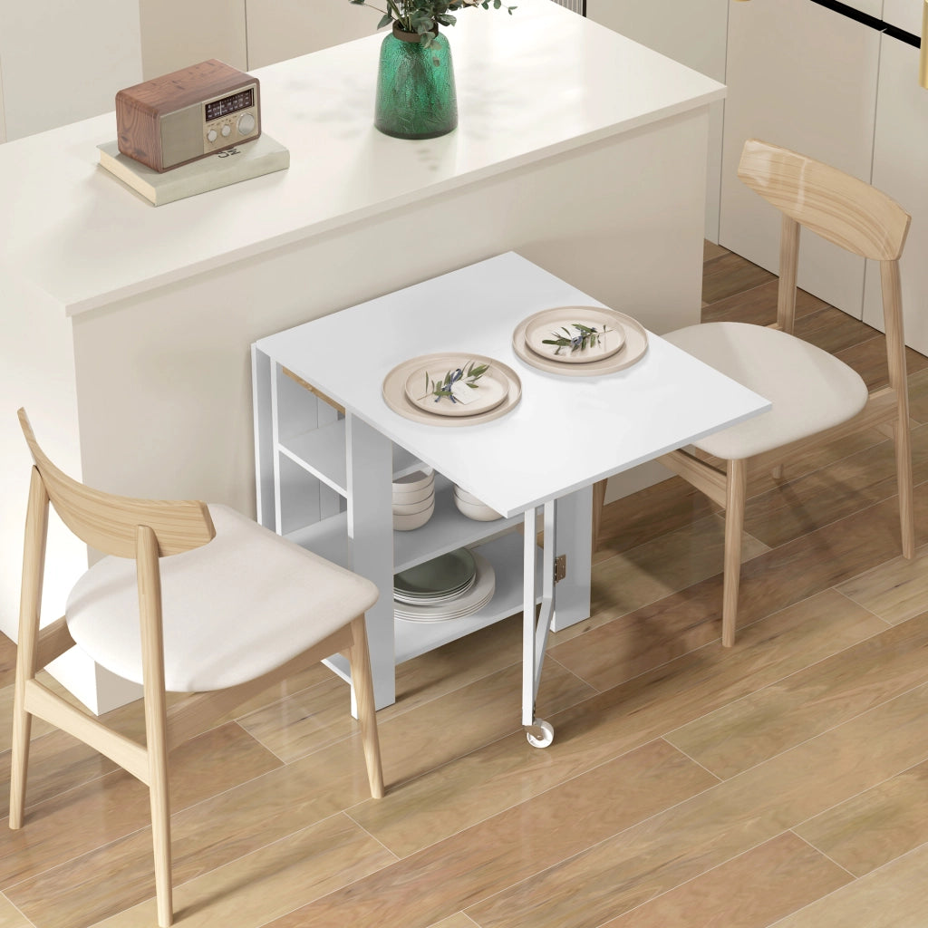 Tavolo da pranzo pieghevole con ripiani ¨C zephmum ¨C 120x60x75 cm bianco