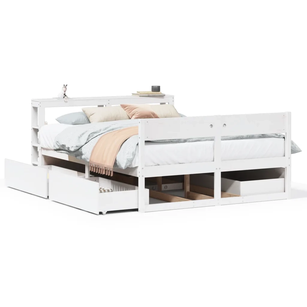 Letto senza Materasso Bianco 160x200 cm Legno Massello di Pino 3306376