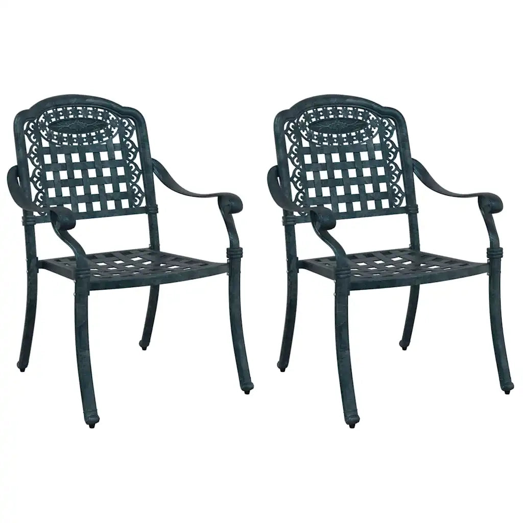 Sedia da Giardino 2 pz | Sedie da Esterno Verde 55 x 56,5 x 91cm Alluminio