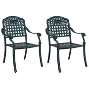 Sedia da Giardino 2 pz | Sedie da Esterno Verde 55 x 56,5 x 91cm Alluminio