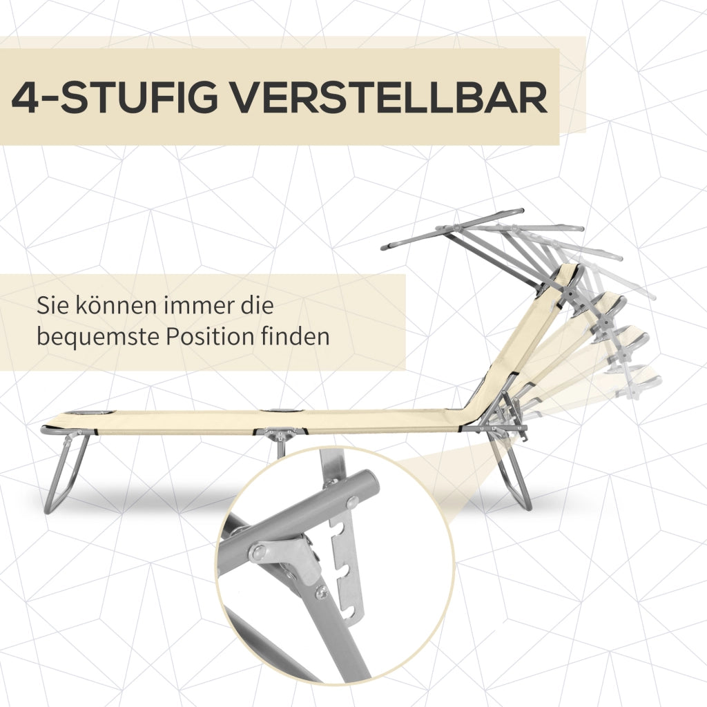Sdraio da ponte pieghevole da esterno con tetto a 4 posizioni Heavy Duty 120kg Beige