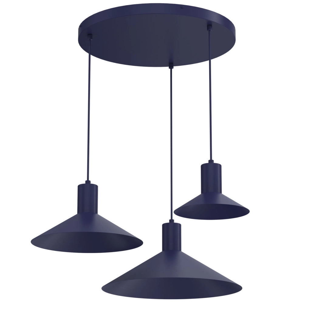 Lampada sospesa Nox 3xGU10 blu acciaio Luminex