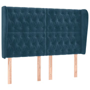 Testiera | Testata ad Orecchio Blu Scuro 163x23x118/128 cm in Velluto