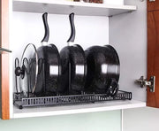 Organizzatore di Cucina Espandibile con 7 Compartimenti - Sostegno Regolabile per Coperchi e Accessori.