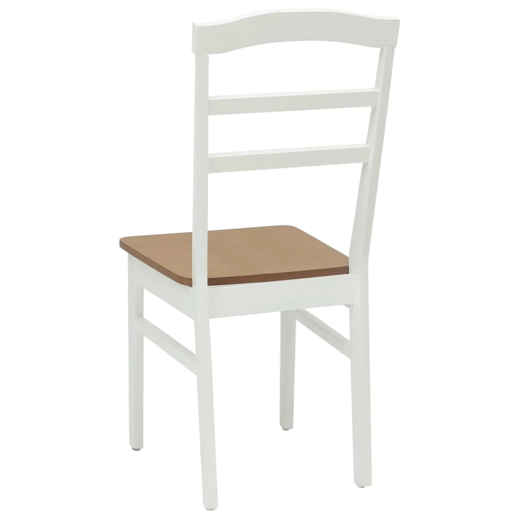 Sedia da pranzo 2 pcs Bianco e Naturale Legno di gomma solido
