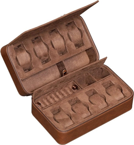 Borsa per orologi, occhiali da sole, anelli e fermagli per cravatta, Protezione robusta e trasportabile con chiusura a righello, Adatta per la maggior parte degli orologi da polso e smartwatch fino a 50 mm.