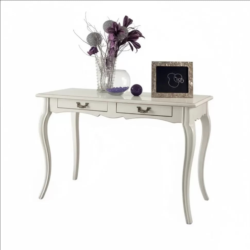 Scrivania 2 cassetti legno bianco shabby 120x60x77 - Mobili 2G