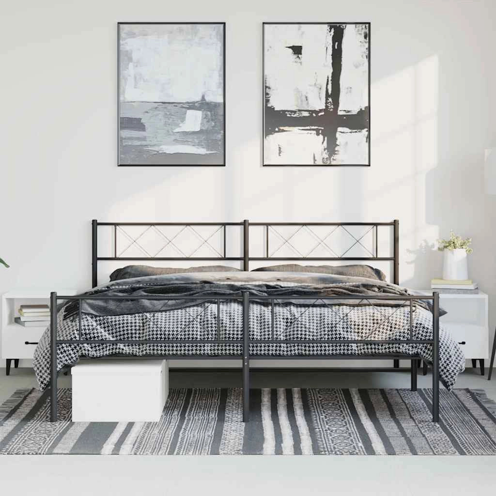 Giroletto con Testiera e Pediera Metallo Nero 193x203 cmcod mxl 82578