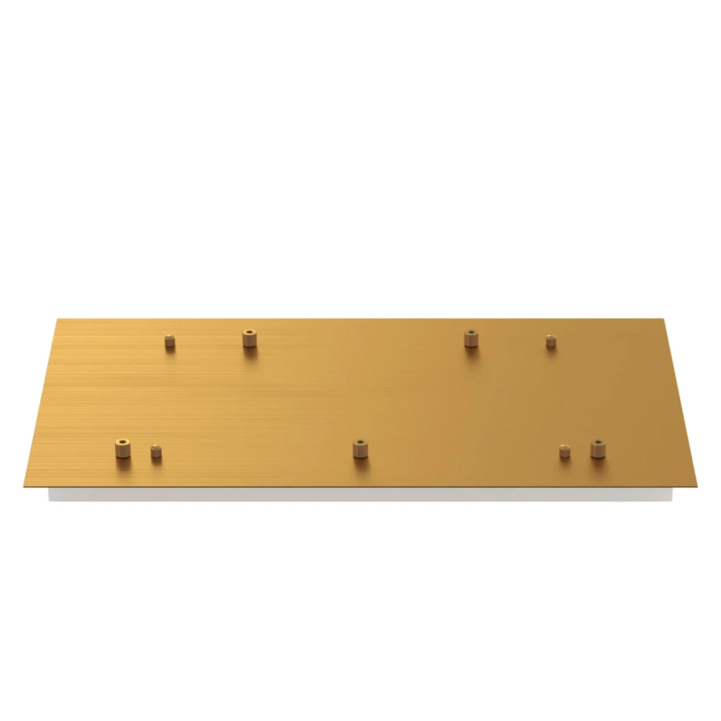 Rosone Rettangolare Metallo Ottone Satinato 5 Fori 60X35Cm