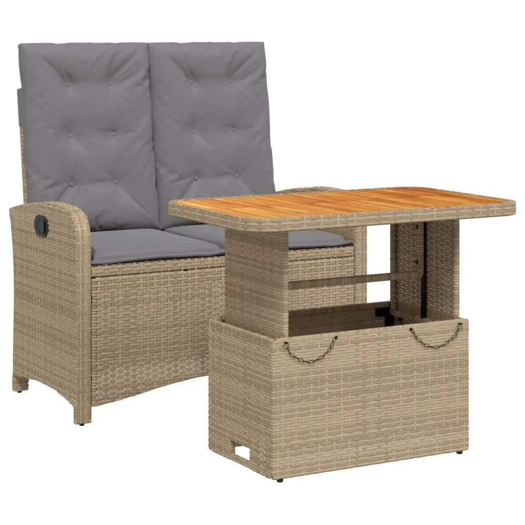 Set da Pranzo da Giardino 2 pz con Cuscini Beige in Polyrattancod mxl 89684