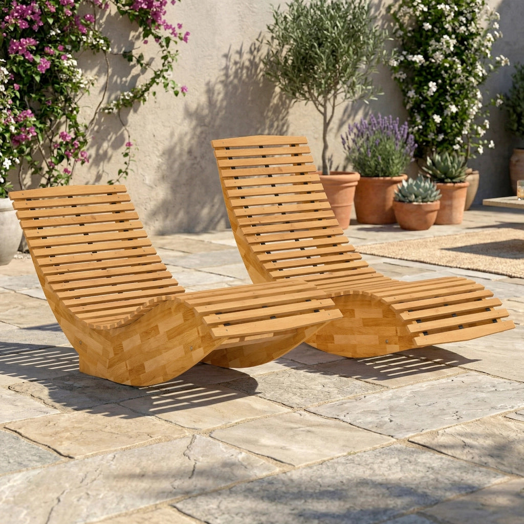 Sedia Dondolo da Giardino ¨C zephmum ¨C Legno Acacia, Naturale